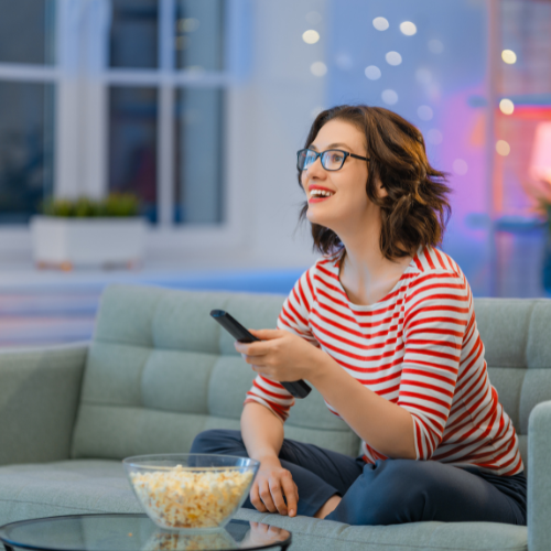Happy family watching TV